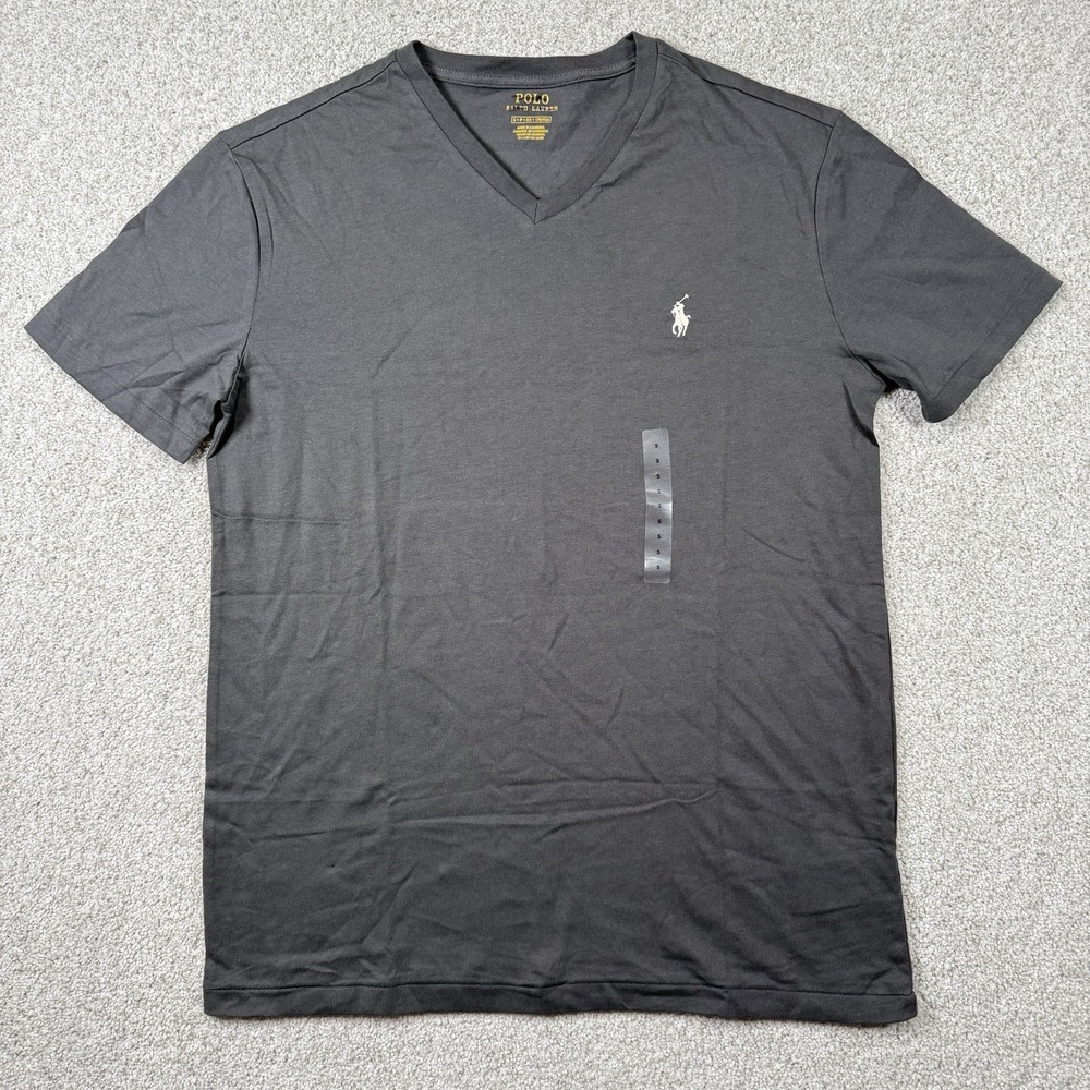 NEW‎ Polo Ralph Lauren Men's Charcoal Gray Cotton V-Neck T-Shirt